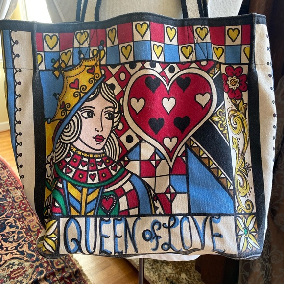 Brighton Queen of Love Poker Vegas Canvas Cotton Tote Purse Beach Bag - Picture 2 of 8